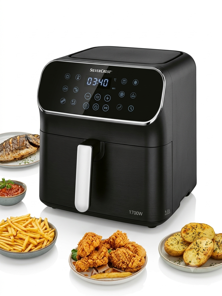 Friteuse Sans Huile À Air Numérique 8 Programmes 5.5l 1700w SilverCrest AF9214