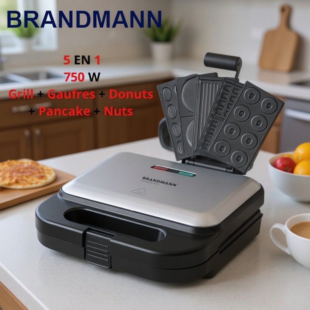 Panineuse inox 5 En 1 - 750W BRANDMANN SM004 – Image 3
