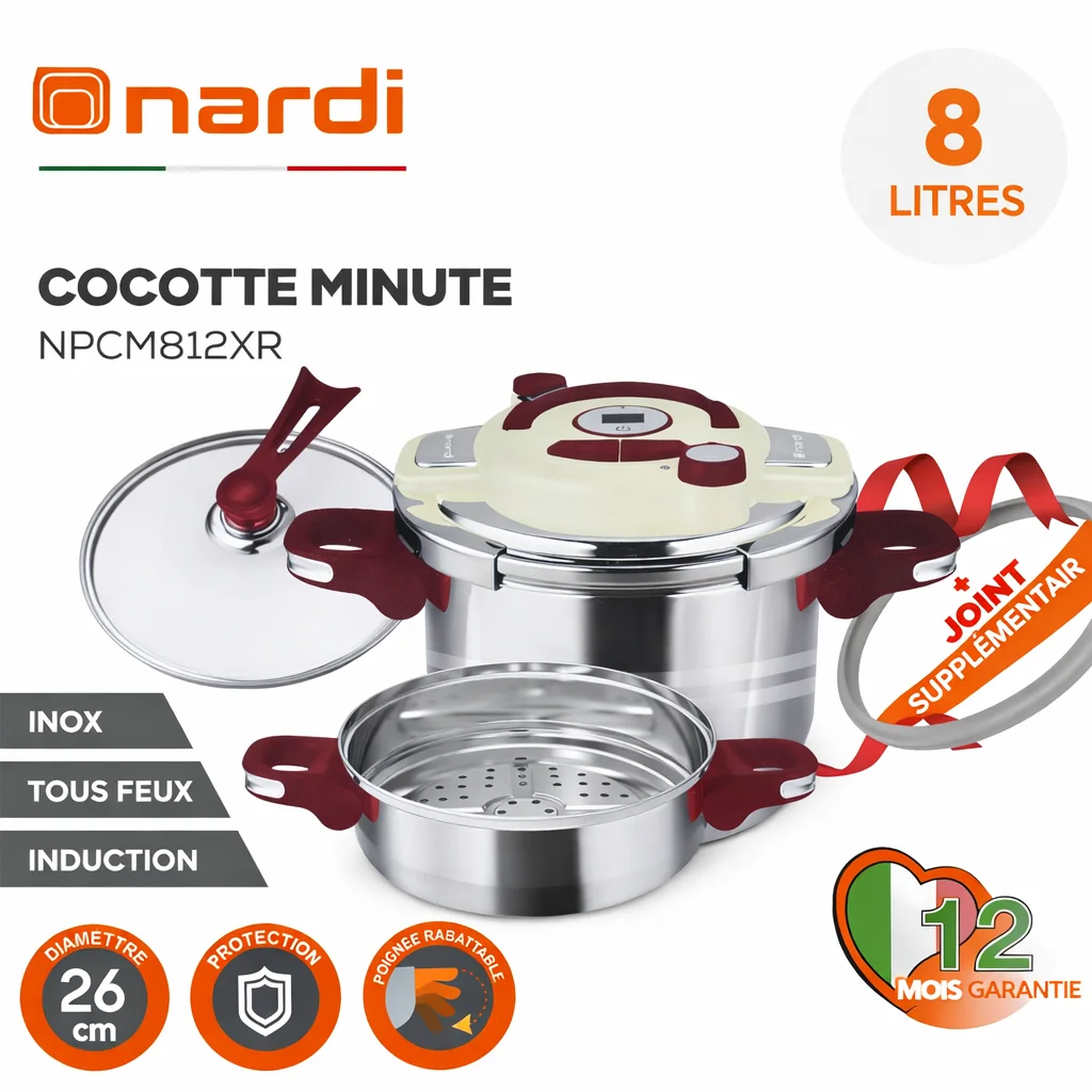 Cocotte 8 L 5 pcs En inox 18/10 avec minuteur Nardi NPCM812XR – Image 2