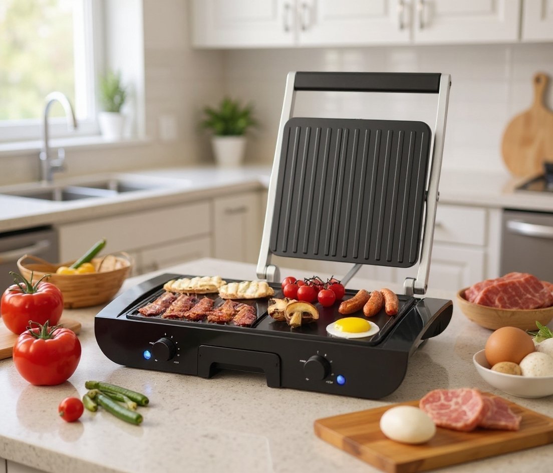 Planche a Grille et Panineuse inox 2 en 1 - 1500W 38x20 CM Multismart MS-GL1111 – Image 2