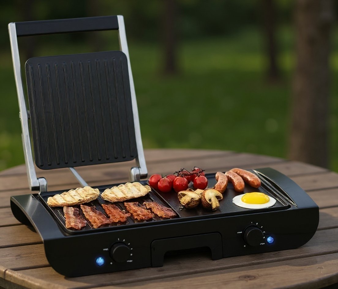 Planche a Grille et Panineuse inox 2 en 1 - 1500W 38x20 CM Multismart MS-GL1111