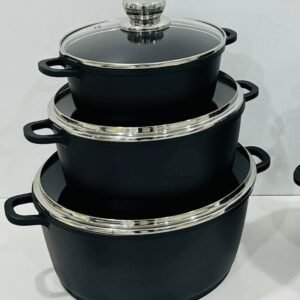 Serie 03 Marmites avec Couvercle 20/24/28 CM BBF KATG Noir