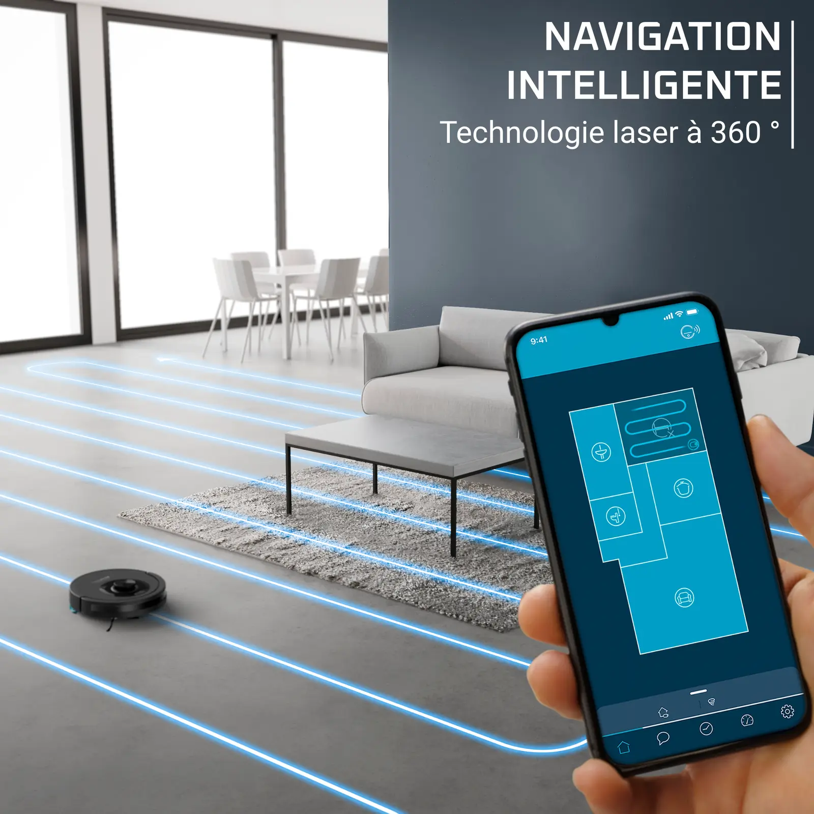Aspirateur robot laveur, 6 000 Pa, Détection laser à 360° Rowenta RR87C5WH – Image 4