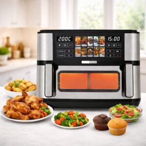 Air fryer Numérique  Bac 10L 2600W Avec Séparation - Digital Multiprogrammes En inox Sonashi SAF-115
