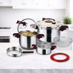 Cocotte 8 Pièces en inox 18/10 – 4+7 Litres CLIPSO + MINUTEUR NARDI