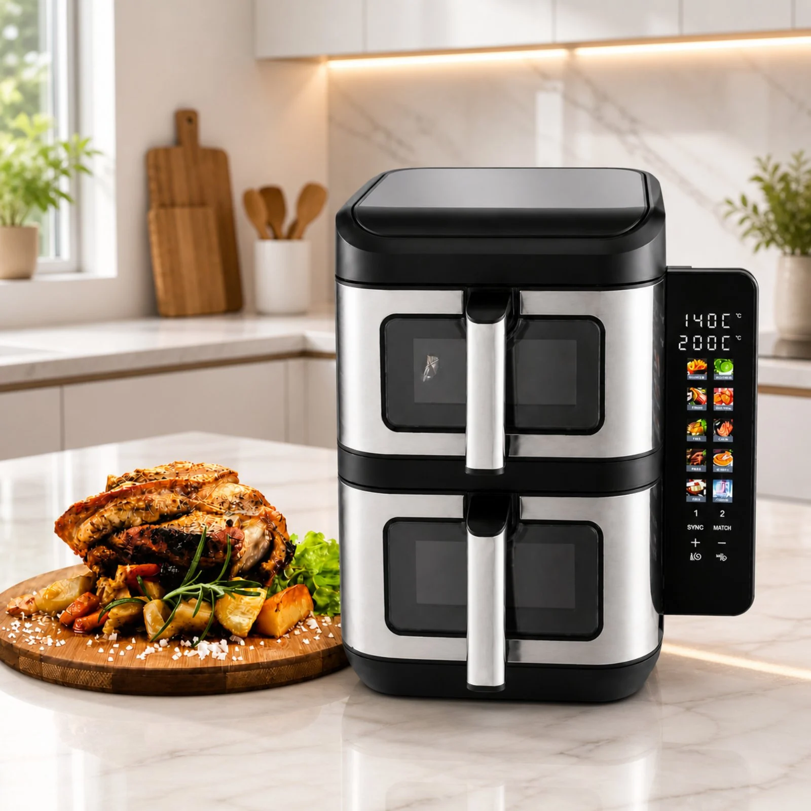 Airfryer double stack inox Digital 5L+5L 2800W Multismart MS-AF5011